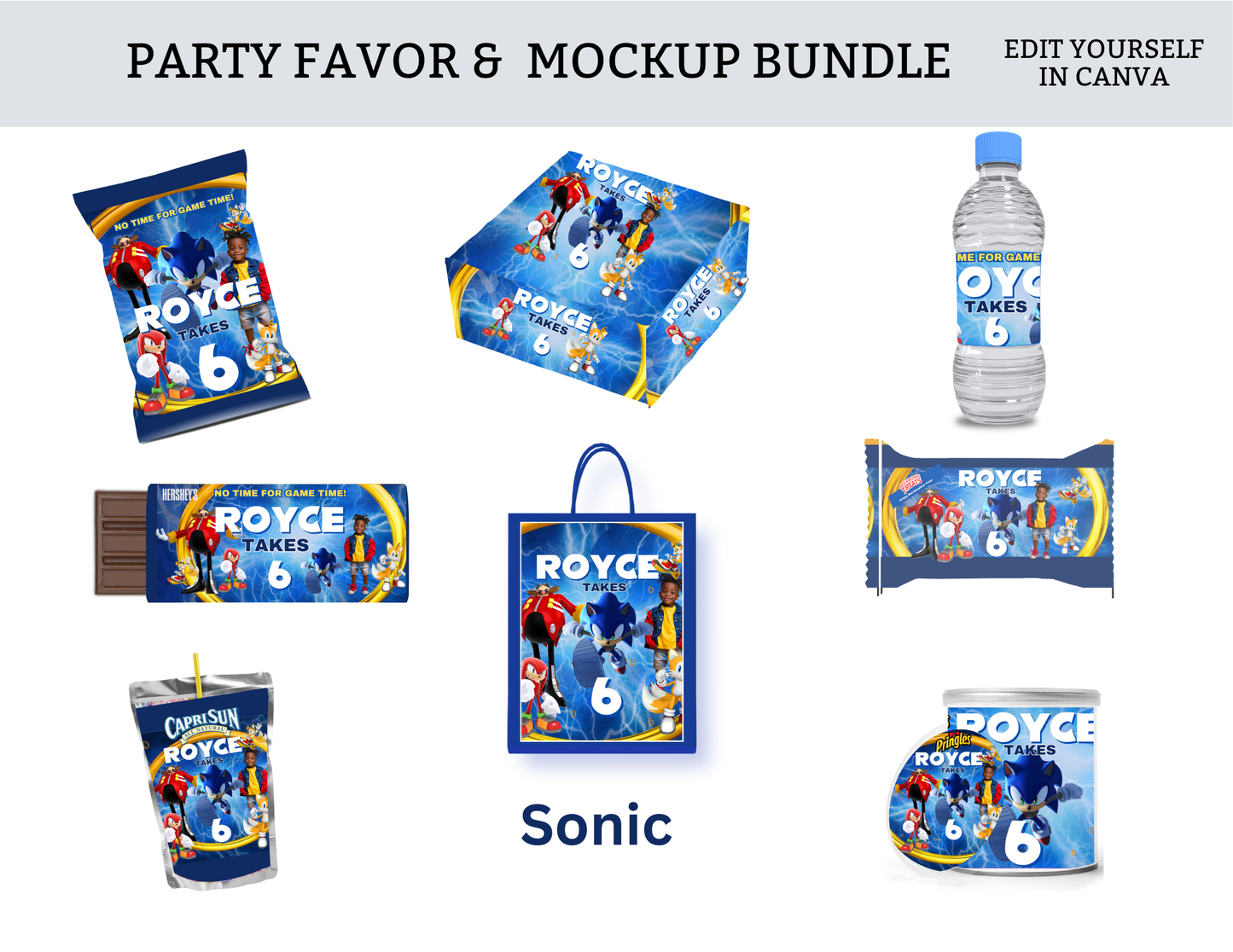 Sonic Party Favor Bundle Template
