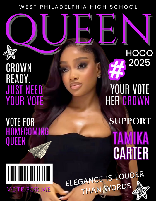 Black, Purple & White Homecoming Queen Magazine Cover Template (Digital Download)